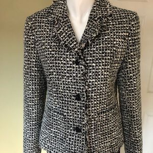 N0003 Cynthia Max Jacket Women M Black Cream Weave